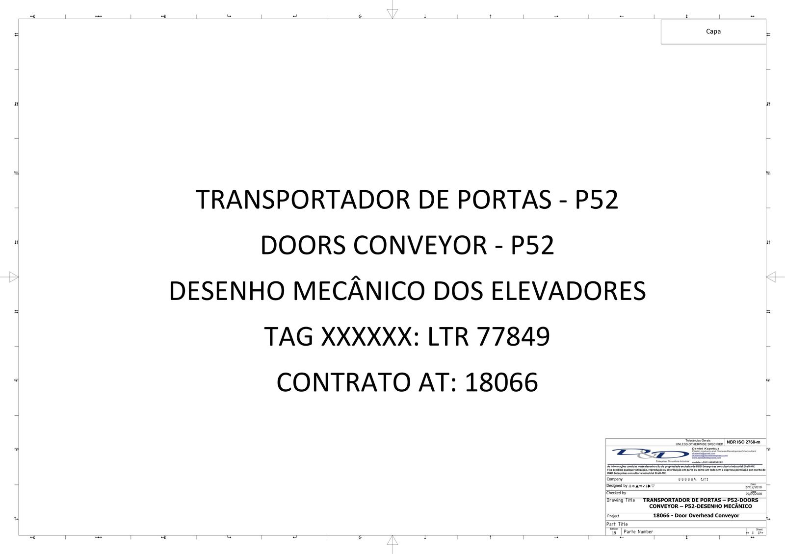 Projeto técnico de transportador de portas e elevadores